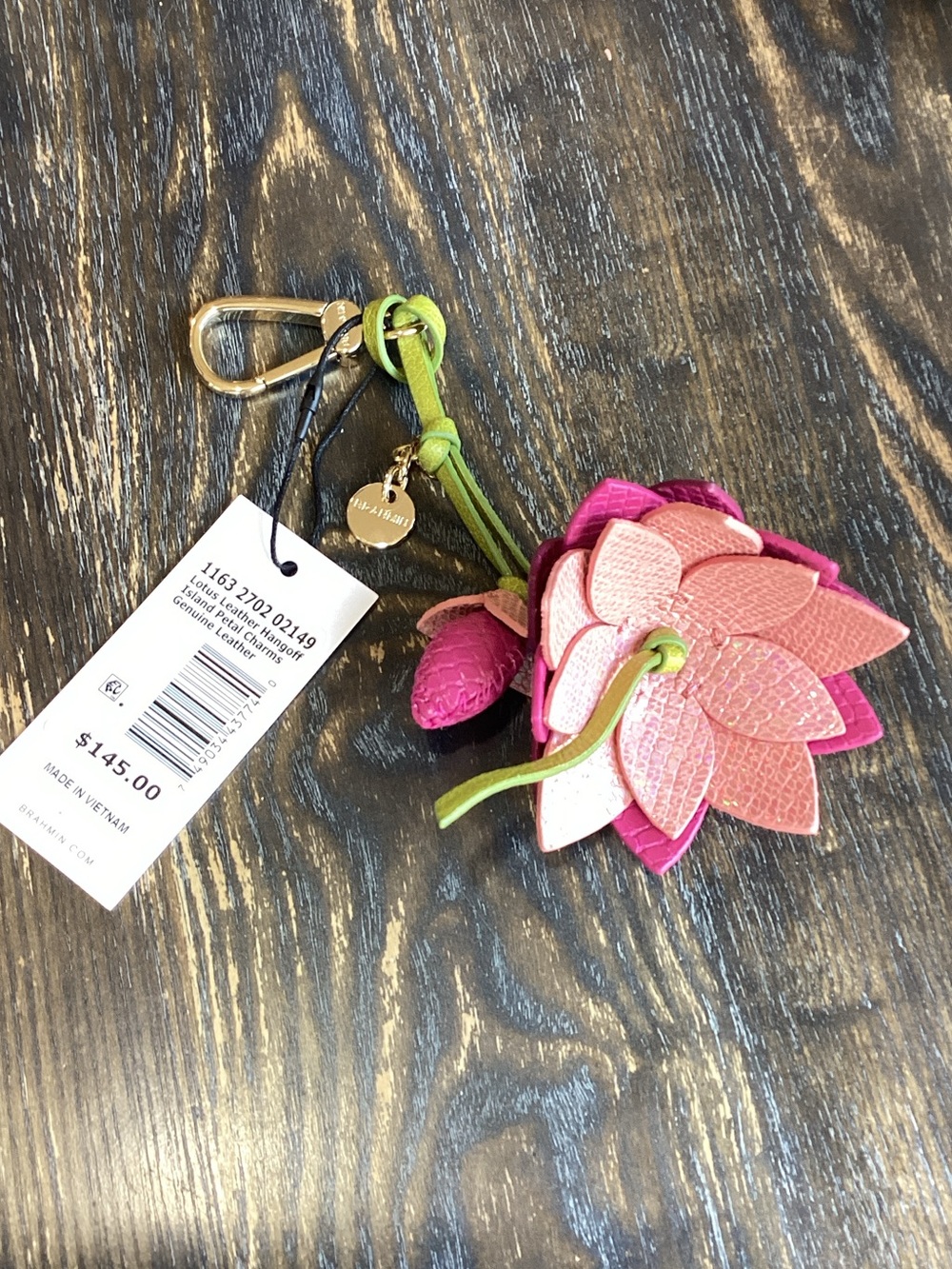 Brahmin Lotis Leather Hang Off Island Petal Charms with Gold Hardware